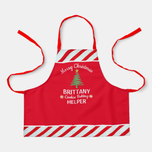 Custom Christmas Red & White Candy Cane Kid's Apron