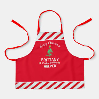 Custom Christmas Red & White Candy Cane  Kid's Apron
