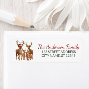 Custom Christmas Reindeer Family Return Address   