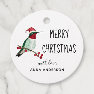 Custom Christmas Ruby-throated Hummingbird   Favour Tags