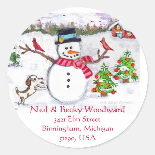 Custom Christmas Snowman Address Stickers