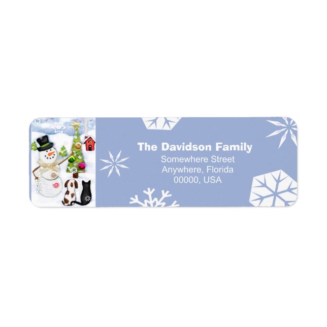 Custom Christmas Snowmen Return Address Labels (Front)