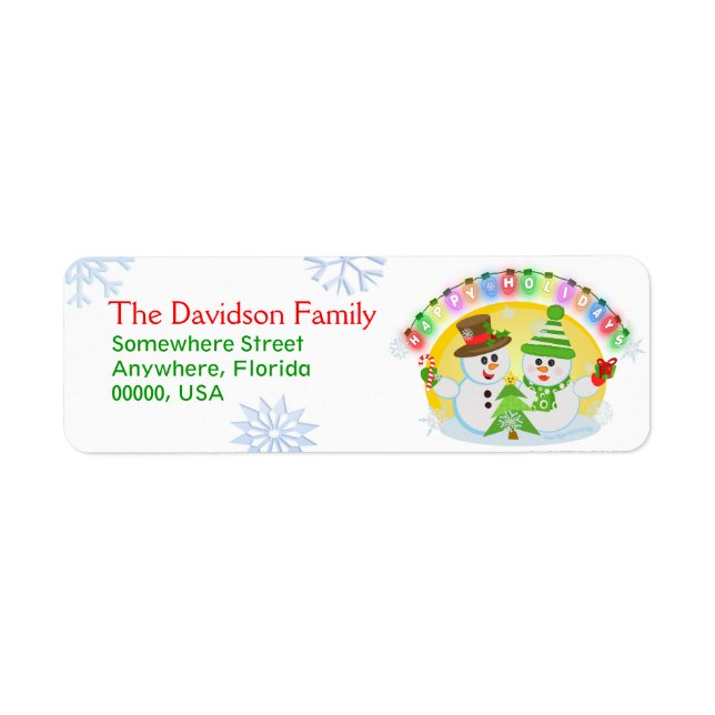 Custom Christmas Snowmen Return Address Labels (Front)