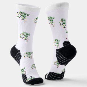 Custom Christmas Socks, Funny Getting Lit Faced  Socks