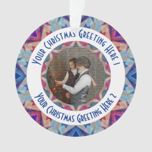 Custom Christmas Star Jolly Blue Photo Grey