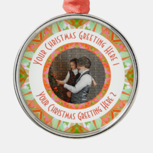 Custom Christmas Star Jolly Green Photo Greeting Metal Ornament