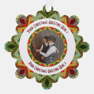 Custom Christmas Star Jolly Green Photo Greeting Ornament Card