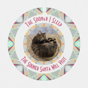 Custom Christmas Star Winter Grey Photo Greeting Metal Ornament