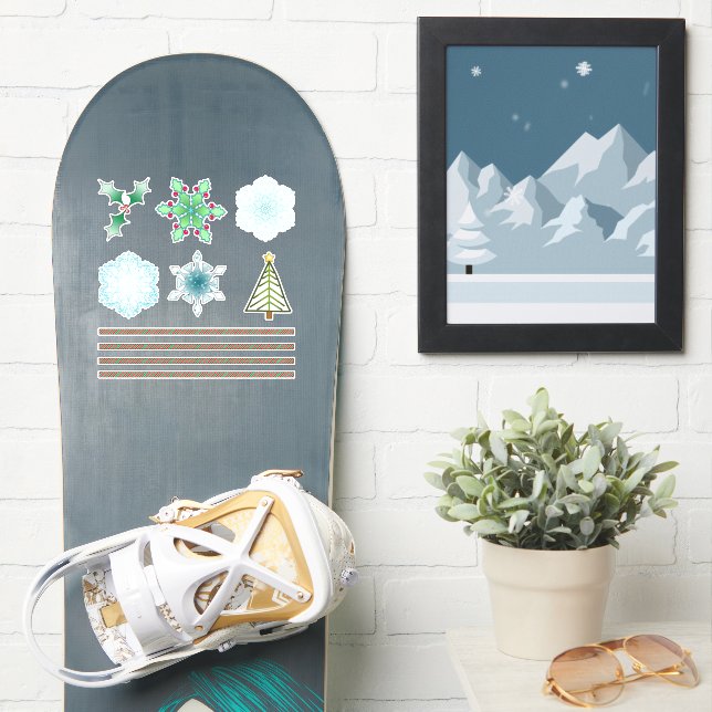 Custom Christmas Stickers #2 (Snowboard)