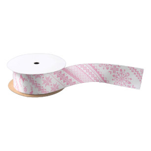 Custom Christmas sweater pink fair isle pattern Satin Ribbon