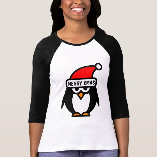 Custom Christmas t shirts with penguin cartoon (Front)