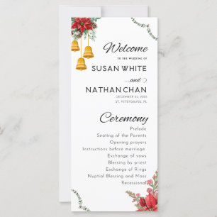 Custom Christmas theme flower wedding program