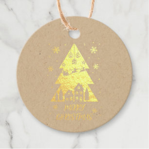 Custom Christmas tree design with sleigh Favour Tags