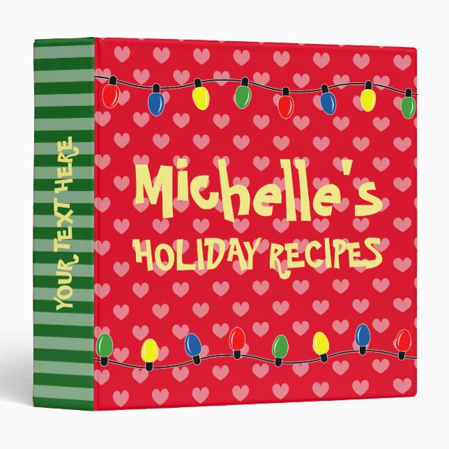 Custom Christmas tree lights Holiday recipe binder (Front/Spine)