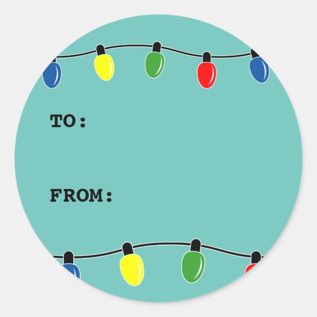 Custom Christmas tree lights to from tag stickers (Front)