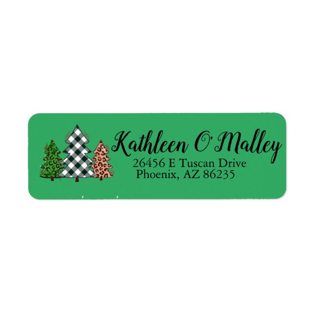Custom Christmas Tree Pattern Return Address  (Front)