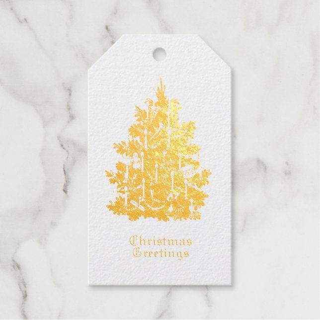 CUSTOM CHRISTMAS TREE REAL Foil Gift Tag (Front)