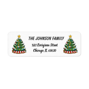 Custom Christmas Tree Return Address Label Elegant