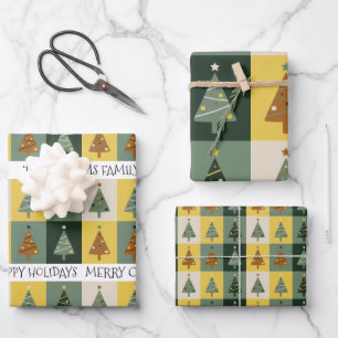 Custom Christmas Tree Sage Green Wrapping Paper Sheet