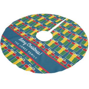 Custom Christmas tree skirt with gift box pattern