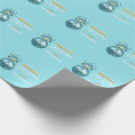 Custom Christmas Turquoise Blue Gold Ornament Wrapping Paper<br><div class="desc">Lovely modern gift wrapping paper with Merry Christmas written.  Silver blue,  turquoise with large ornament with bow.  Faux gold MERRY. Personalize with name. Impress your friends and family with this luxurious gift wrapping paper.  (background colour can be changed to any colour)</div>