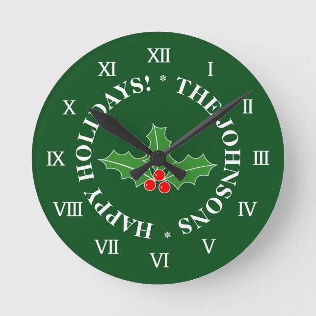 Custom Christmas wall clock for the Holidays (Front)