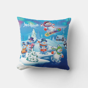 Custom Christmas winter wonderland snowmen cushion