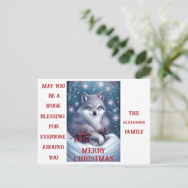 Custom Christmas Wolf - Postcard (Standing Front)
