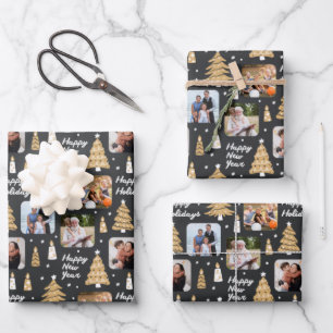 Custom Christmas Wrapping Paper Black White