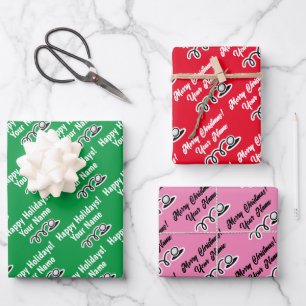 Custom Christmas wrapping paper sheets for golfers