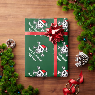 Custom Christmas wrapping paper with Santa skull