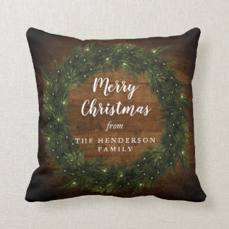 Custom Christmas Wreath Family Pillow