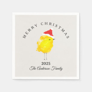 Custom Christmas yellow chicken chick santa Napkin