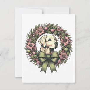 Custom Christmas Yellow Labrador Wreath Card