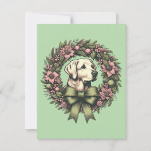 Custom Christmas Yellow Labrador Wreath Card