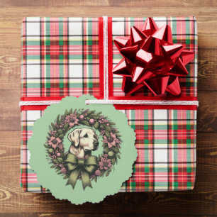 Custom Christmas Yellow Labrador Wreath Ornament Card