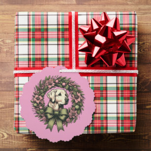 Custom Christmas Yellow Labrador Wreath Ornament Card