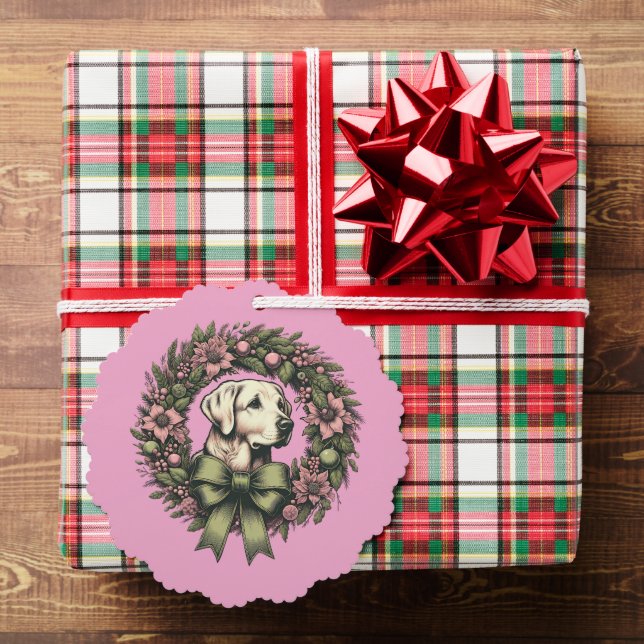 Custom Christmas Yellow Labrador Wreath Ornament Card (Insitu (Gift))