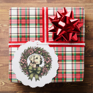 Custom Christmas Yellow Labrador Wreath Ornament Card