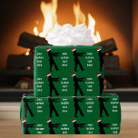 Custom Christmas Zombie Green Wrapping Paper<br><div class="desc">Customizable holiday paper featuring a zombie walking around dead with a red Santa hat on. I love zombies. Add your own text in white.</div>