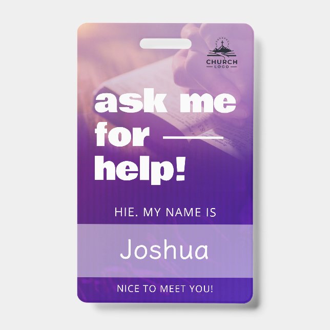 Custom Church Name Badge ID Template (Front)
