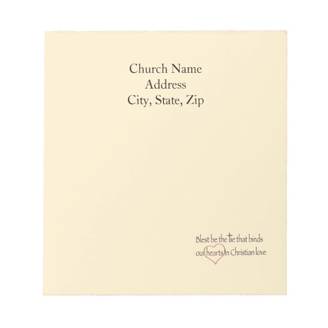 Custom Church Name Blest Be The Tie  Notepad (Front)