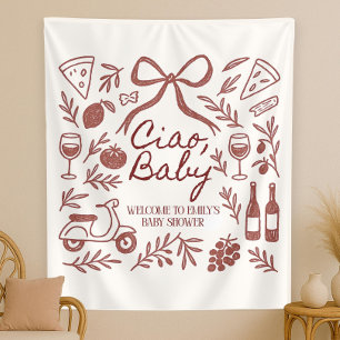 Custom Ciao Baby Shower Photo Backdrop Personalize Tapestry