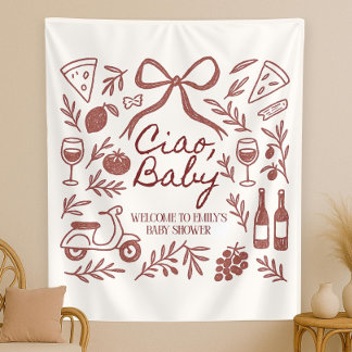 Custom Ciao Baby Shower Photo Backdrop Personalize Tapestry
