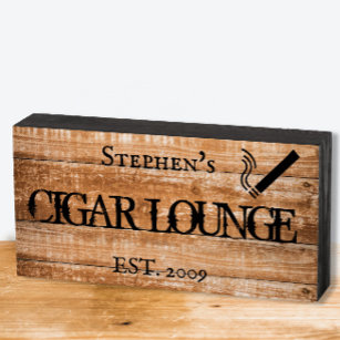 Custom Cigar Lounge Bar Personalised Gift Wooden Box Sign