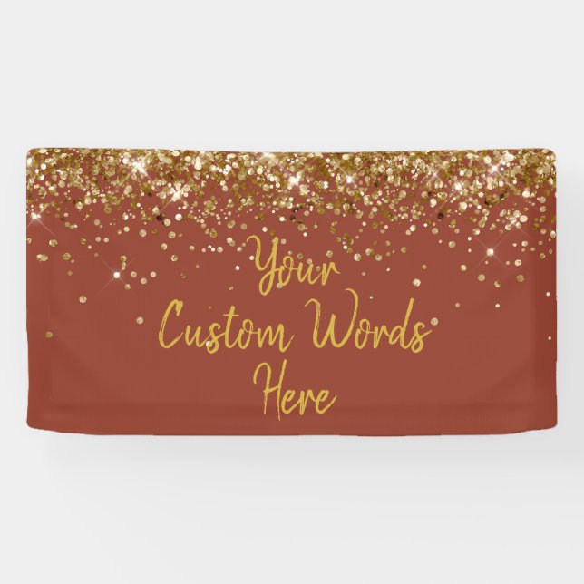 Custom Cinnamon & Gold Customized Birthday Party Banner (Horizontal)