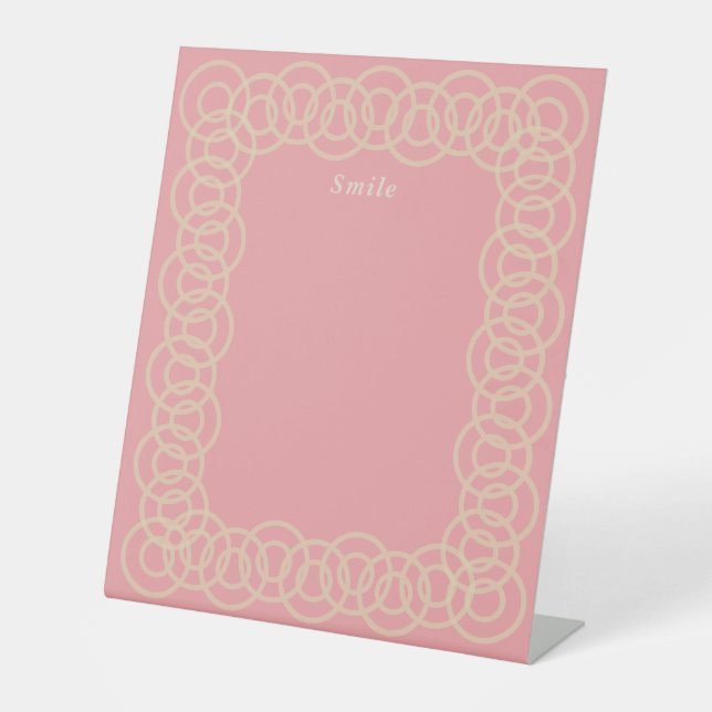 Custom Circle Letter Sign (Pink) Table Tent Sign (Front)