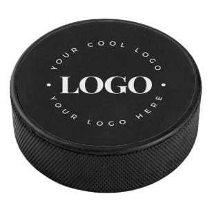 Custom Circle Round Business Logo Branded Black Hockey Puck