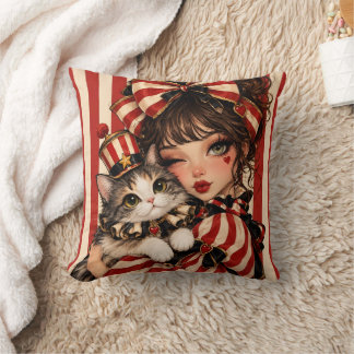 Custom Circus Girl Cat Pillow Personalized Gift