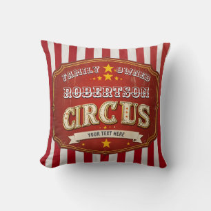 Custom Circus Stripe Pillow – Vintage Family Name